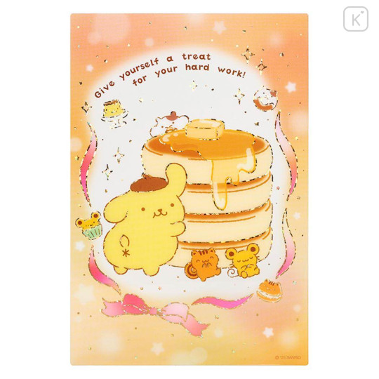Japan Sanrio Greeting Card - Pompompurin : Clear Gold Foil Treat For Hard Work - 1