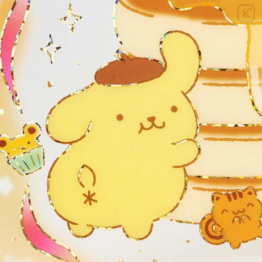 Japan Sanrio Greeting Card - Pompompurin : Clear Gold Foil Treat For Hard Work - 2