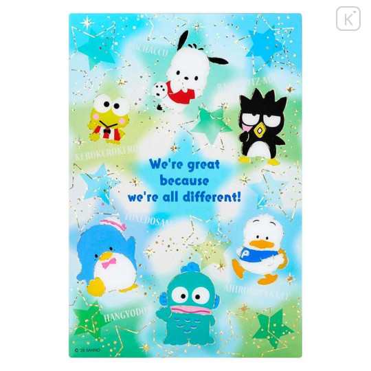 Japan Sanrio Greeting Card - Hapidanbui Boys Clear Gold Foil We're Great Because We're All Different - 1