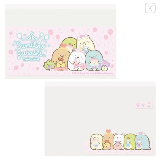 Japan San-x Clear Pass Case Card Sleeve Set - Sumikko Gurashi : Tapioca Park Pink - 1