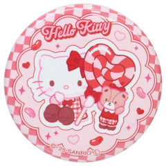 Japan Sanrio Can Badge - Hello Kitty & Tiny Chum : Love Pinky Lollipop