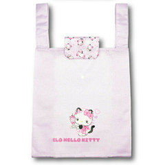 Japan Sanrio Eco Shopping Bag With Pocket - Hello Kitty : Nekoneko Maid Purple