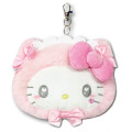 Japan Sanrio Face Pass Case Coin Case with Reel - Hello Kitty : Nekoneko Maid Pink - 1