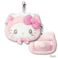 Japan Sanrio Face Pass Case Coin Case with Reel - Hello Kitty : Nekoneko Maid Pink - 2