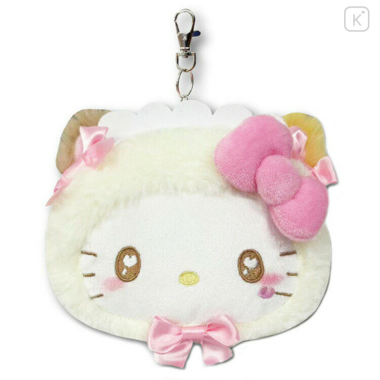 Japan Sanrio Face Pass Case Coin Case with Reel - Hello Kitty : Nekoneko Maid - 1