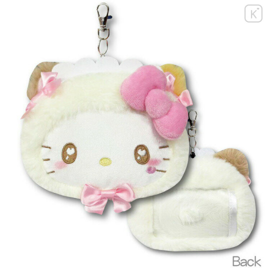 Japan Sanrio Face Pass Case Coin Case with Reel - Hello Kitty : Nekoneko Maid - 2