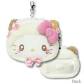 Japan Sanrio Face Pass Case Coin Case with Reel - Hello Kitty : Nekoneko Maid - 2