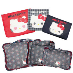 Japan Sanrio Travel Pouch Inner Case Set - Hello Kitty : Funny Face Black