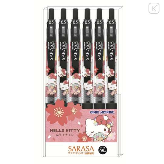 Japan Sanrio Sarasa Clip Gel Pen Set - Hello Kitty : Sakura Kimono Red - 1