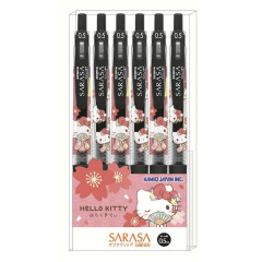 Japan Sanrio Sarasa Clip Gel Pen Set - Hello Kitty : Sakura Kimono Red