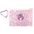 Japan Sanrio Clear Pouch with Carabiner - My Melody : Y2K Sparkling Leopard Pink - 1