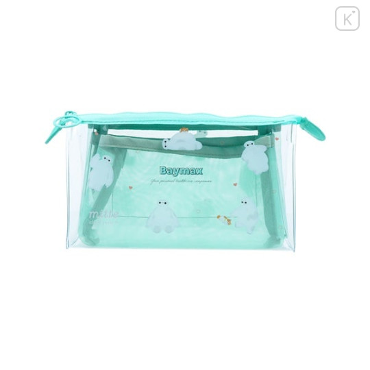 Japan Disney Clear Pen Pouch Case - Baymax : Turquoise - 1