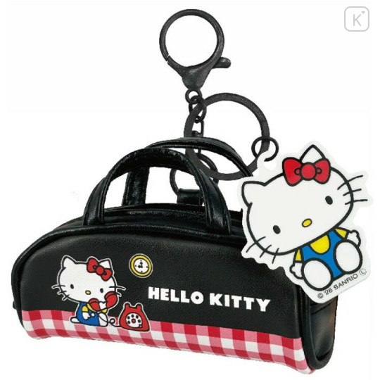 Japan Sanrio Miniature Keychain Bag Charm - Hello Kitty : Mini Boston Bag Black - 1