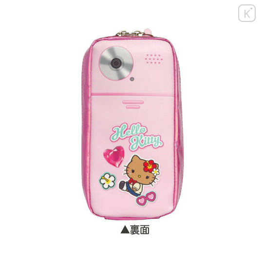 Japan Sanrio Pen Pouch Pencil Case - Hello Kitty : Tokimeki Heisei Kogal After School Girls Tan Flip Phone Style - 2
