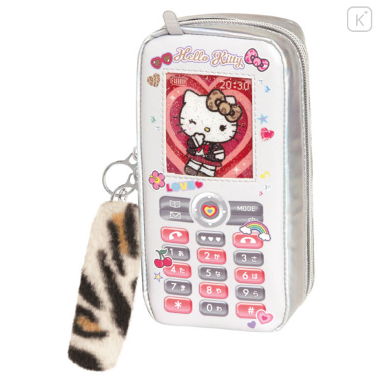 Japan Sanrio Pen Pouch Pencil Case - Hello Kitty : Tokimeki Heisei Kogal After School Girls Flip Phone Style - 1