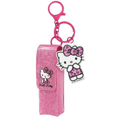 Japan Sanrio Lip Pouch Keychain - Hello Kitty : Leopard Pink