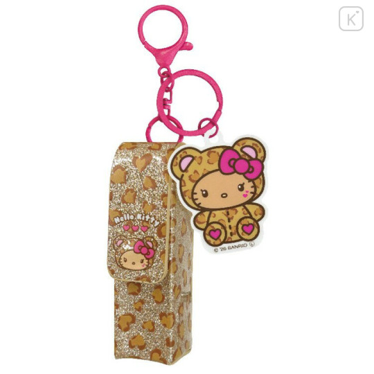Japan Sanrio Lip Pouch Keychain - Hello Kitty : Leopard - 1