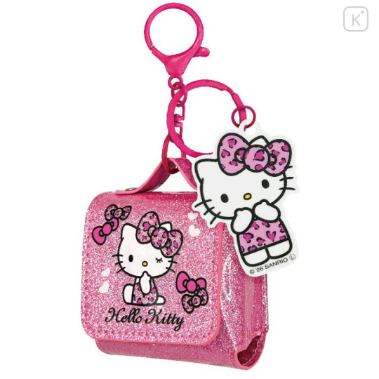 Japan Sanrio Mini Accessory Case Keychain - Hello Kitty : Leopard Pink - 1