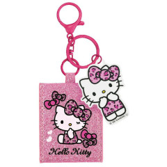 Japan Sanrio Folding Mirror Stand Keychain - Hello Kitty : Leopard Pink