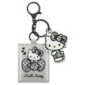 Japan Sanrio Folding Mirror Stand Keychain - Hello Kitty : Silver Zebra - 1