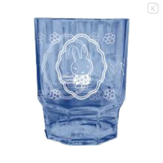 Japan Miffy Clear Acrylic Tumbler - Miffy : Navy White Flower - 1