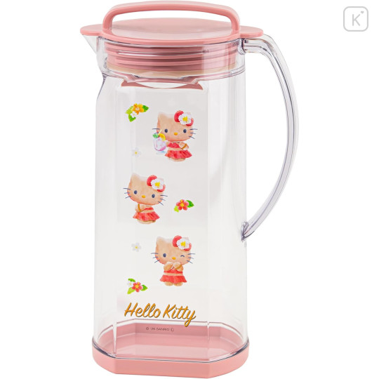 Japan Sanrio Water Pitcher - Hello Kitty : Tan Flower - 1