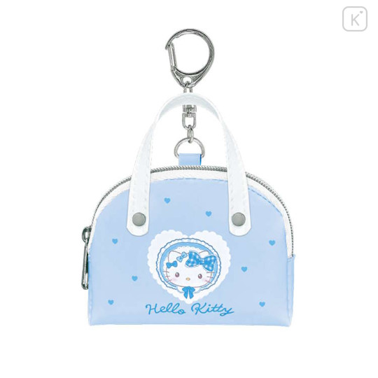 Japan Sanrio Miniature Keychain Bag Charm - Hello Kitty : Mini Boston Bag Lolita Light Blue - 1