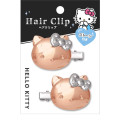 Japan Sanrio Hair Clip Set - Hello Kitty : Face Rose Gold - 1