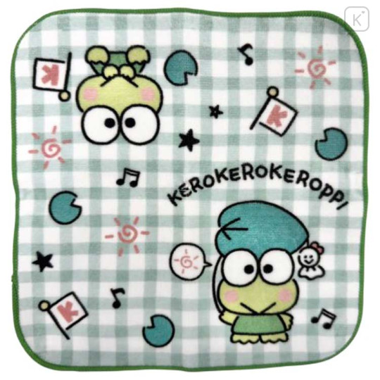 Japan Sanrio Mini Towel Handkerchief - Keroppi : Gingham Blush - 1