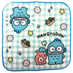Japan Sanrio Mini Towel Handkerchief - Hangyodon : Gingham Blush