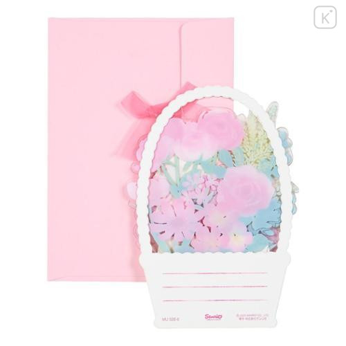 Japan Sanrio 3D Greeting Card - My Melody : Pink Flower Basket For You - 4