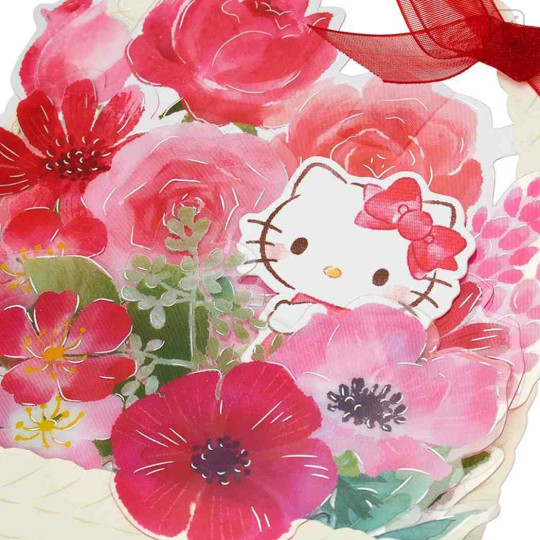 Japan Sanrio 3D Greeting Card - Hello Kitty : Flower Basket For You - 3