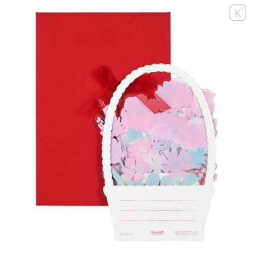 Japan Sanrio 3D Greeting Card - Hello Kitty : Flower Basket For You - 4