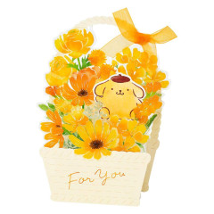 Japan Sanrio 3D Greeting Card - Pompompurin : Flower Basket For You