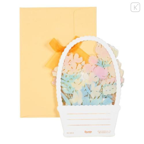 Japan Sanrio 3D Greeting Card - Pompompurin : Flower Basket For You - 4
