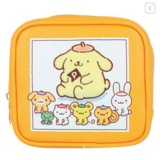 Japan Sanrio Mini Square Pouch - Pompompurin : Friends Orange - 1