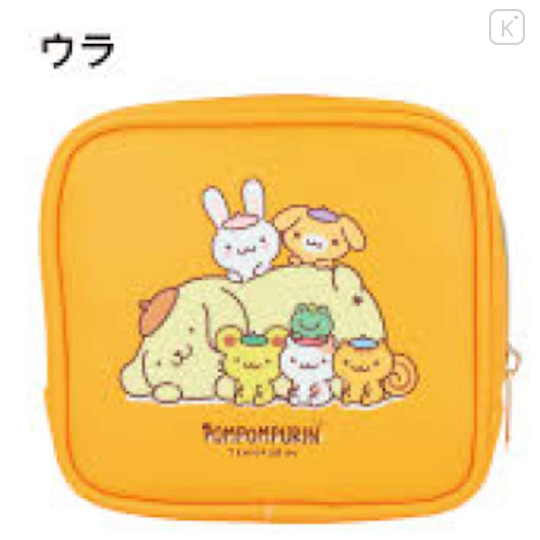 Japan Sanrio Mini Square Pouch - Pompompurin : Friends Orange - 2