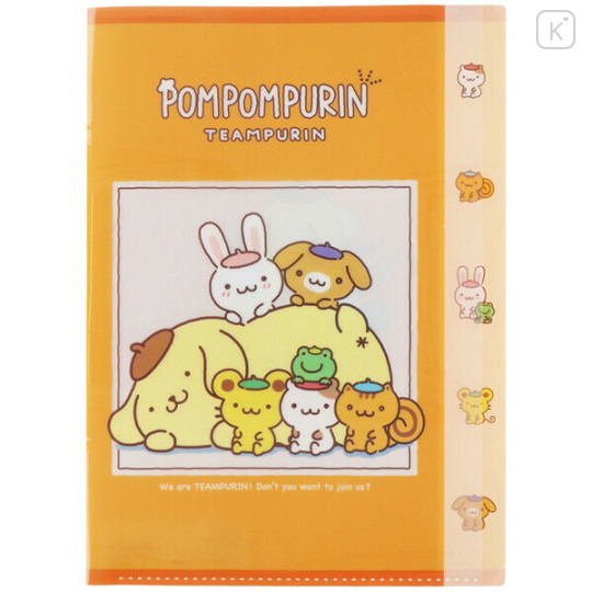 Japan Sanrio 5 Pockets A4 Clear File - Pompompurin : Friends Orange - 1