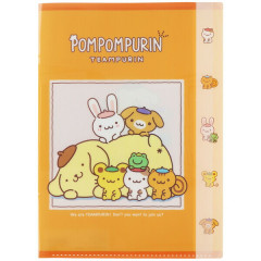 Japan Sanrio 5 Pockets A4 Clear File - Pompompurin : Friends Orange