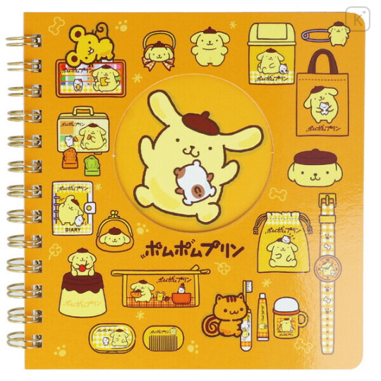 Japan Sanrio Square Ring Notebook - Pompompurin : Orange - 1