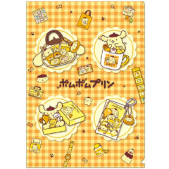 Japan Sanrio A5 Clear File - Pompompurin : Gingham Orange