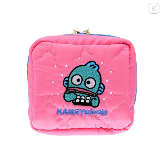Japan Sanrio Mini Square Pouch - Hangyodon : Neon Pink - 1