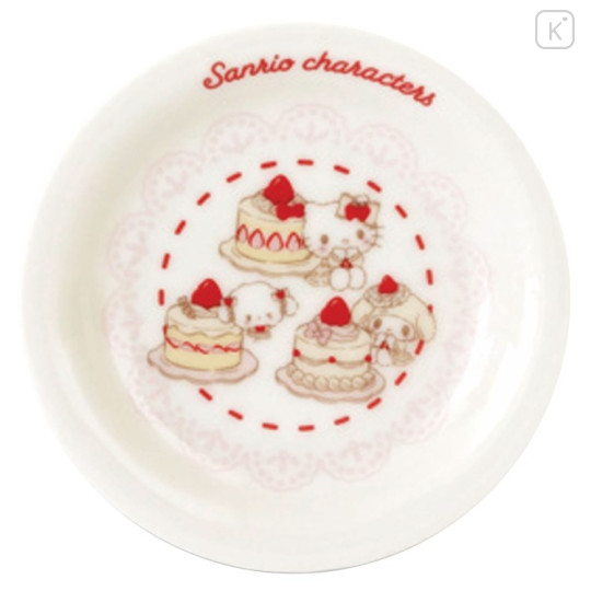 Japan Sanrio Porcelain Plate 11.5cm - Cogimyun & Hello Kitty & My Melody : Sweet Cakes Collection - 1