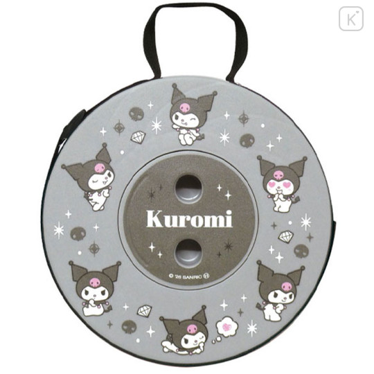 Japan Sanrio Telescopic Stool Folding Chair - Kuromi : Grey - 1
