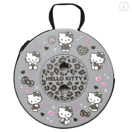 Japan Sanrio Telescopic Stool Folding Chair - Hello Kitty : Leopard Grey - 1