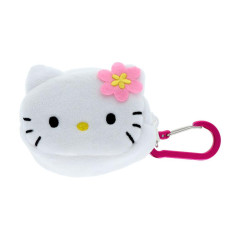 Japan Sanrio Fluffy Mini Pouch with Carabiner - Hello Kitty : Face New Life Collection