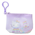 Japan Sanrio Mini Flat Pouch Multi-Case with Carabiner - Hello Kitty : Fairy Rainbow Light Purple - 1