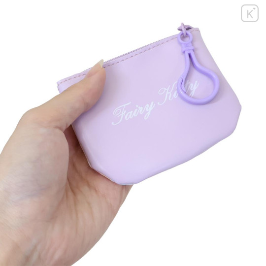 Japan Sanrio Mini Flat Pouch Multi-Case with Carabiner - Hello Kitty : Fairy Rainbow Light Purple - 2