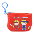 Japan Sanrio Mini Flat Pouch Multi-Case with Carabiner - Patty & Jimmy : Red - 1