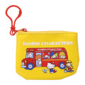 Japan Sanrio Mini Flat Pouch Multi-Case with Carabiner - Characters School Bus - 1